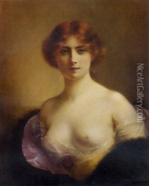 A Young Beauty Oil Painting - Henri Rondel