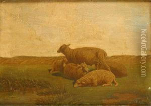 Moutons Oil Painting - Frans Van Leemputten