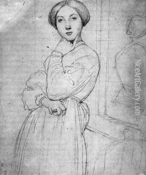 Study for Vicomtesse d'Hausonville, born Louise Albertine de Broglie I Oil Painting - Jean Auguste Dominique Ingres