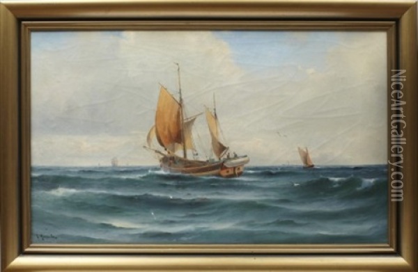 Motiv Fran Kattegatt Oil Painting - Ludvig Otto Richarde