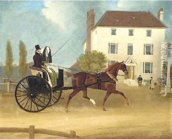 A gig passing The Eagle, Snaresbrook Oil Painting - James Pollard