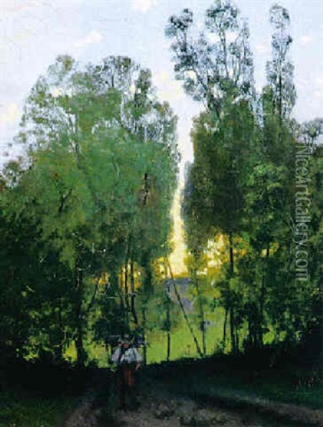 Abendliche Waldlandschaft Oil Painting - Antoine Chintreuil
