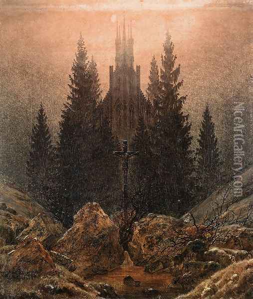 The Cross on the Mountain, Kunstmuseum at Dusseldorf Oil Painting - Caspar David Friedrich