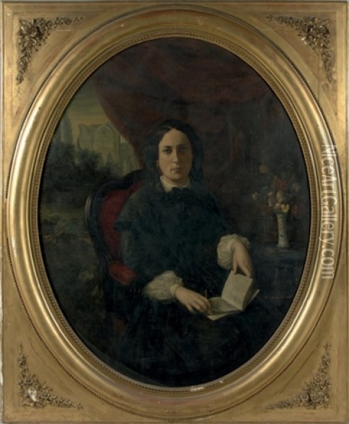 Portrait De Femme Dans Un Interieur Oil Painting - Paul Celestin Louis Nanteuil-Lebouf