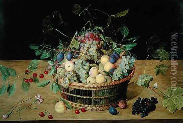 A Basket of Fruit Oil Painting - Jacob van Hulsdonck