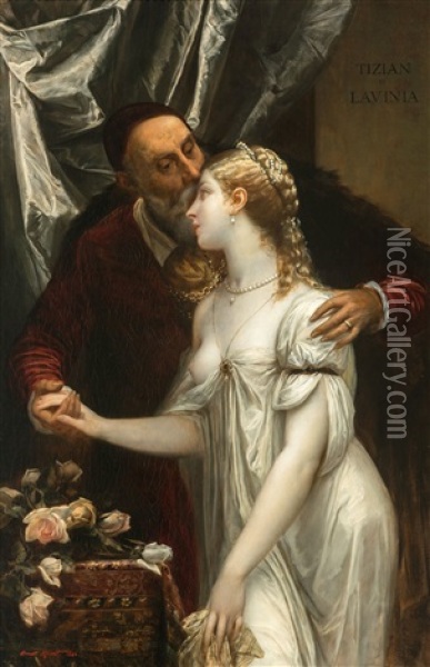 Titian And Lavinia Oil Painting - Ernst Klimt