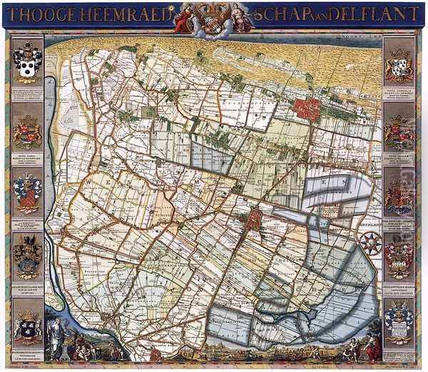 Map of Delfland 1750 Oil Painting - Nicolaas Samuel Cruquius