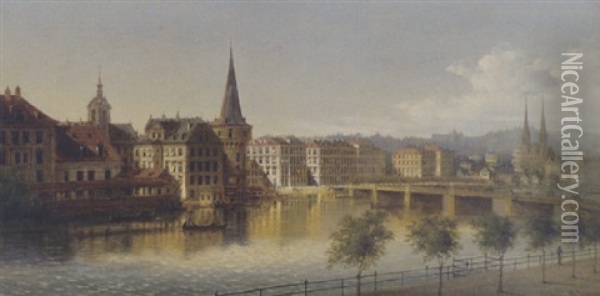 Vedute Von Luzern Oil Painting - Johann Wilhelm Jankowski