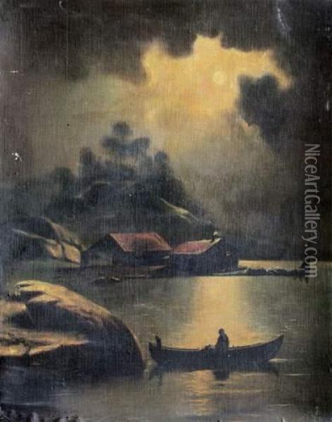 La Baie Au Clair De Lune Oil Painting - Onnik Der Azarian