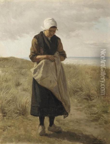 A Woman In The Dunes Oil Painting - Philippe Lodowyck Jacob Sadee