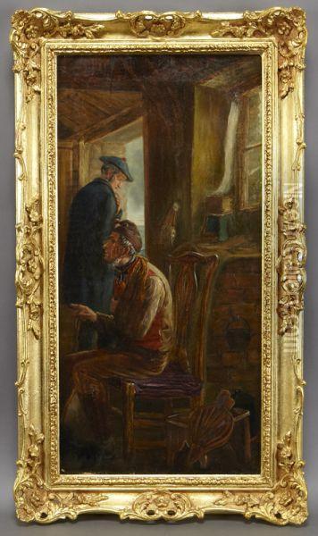 Interior Scene With Two Men Oil Painting - John Faed