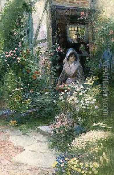 By the Cottage Door Oil Painting - Thomas Mackay