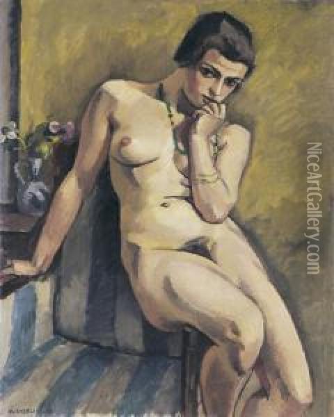 Weiblicher Akt In Einem Interieur. Oil Painting - Maurice Asselin