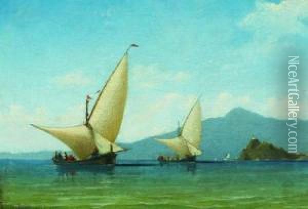 Segelboote Im Bosporus Oil Painting - Anton Melbye