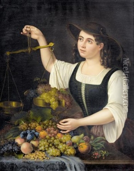 Marktfrau Beim Abwiegen Von Fruchten Oil Painting - George Forster