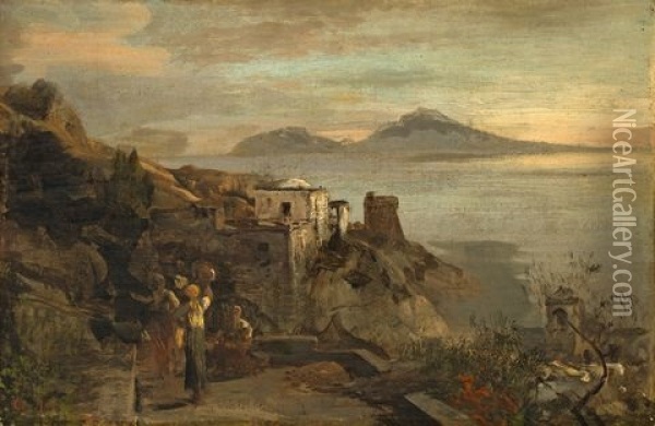 The Gulf Of Naples (study) Oil Painting - Oswald Achenbach