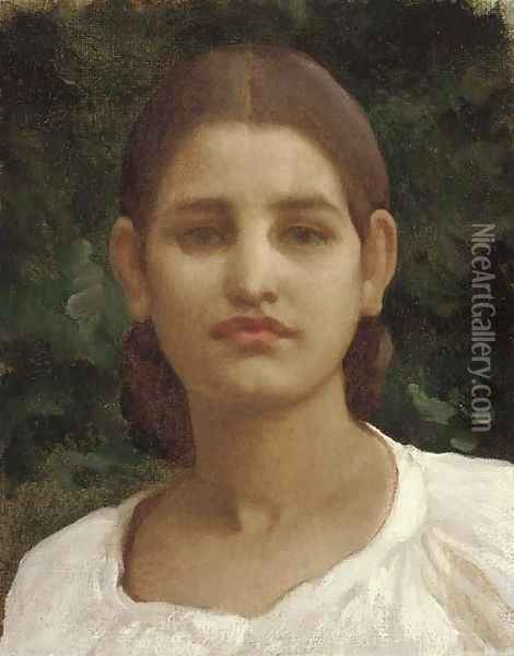 Head of a girl (thought to be from Capri) Oil Painting - Lord Frederick Leighton