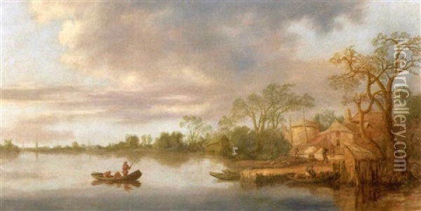 Flusslandschaft Mit Figuren Oil Painting - Frans de Hulst