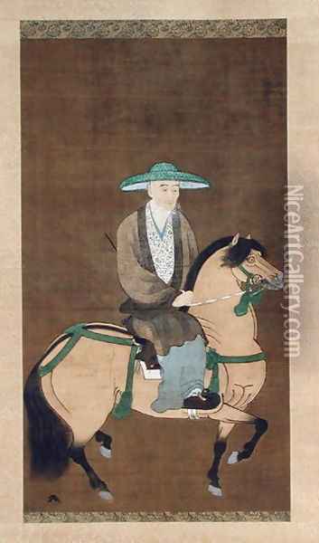 Portrait of Sogi 1421-1501 Japanese Oil Painting - Motonobu Kano