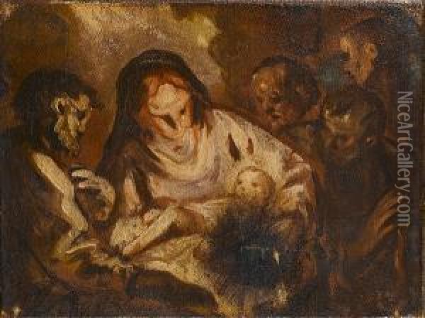 The Adoration Of The Shepherds, A Oil Painting - Antonio Bellucci