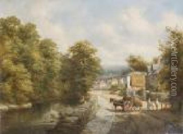 An English Townscape Oil Painting - Henry Harold Vickers
