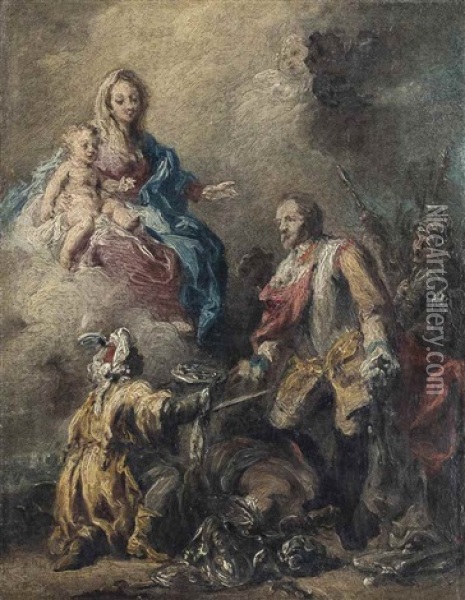 Madonna Della Vittoria - A Bozzetto Oil Painting - Jacopo Amigoni