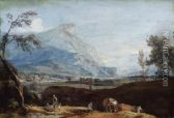An Extensive Mountain Landscape Oil Painting - Marco Ricci