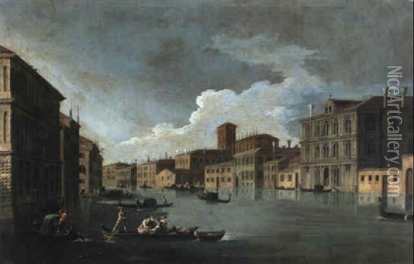 Venedig: Canale Grande Beim Palazzo Vendramin Galergi Oil Painting - Giovanni Richter