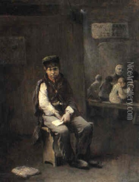 The First Day In The Ragged School Oil Painting - James T. Eglington