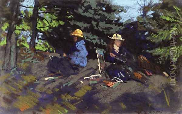 Sketchers In The Woods Oil Painting - Robert Henri