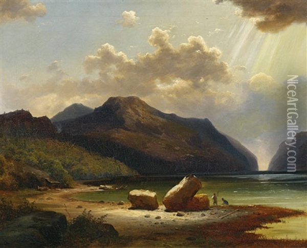Gewitterstimmung Am Fjord Oil Painting - Carl Rottmann
