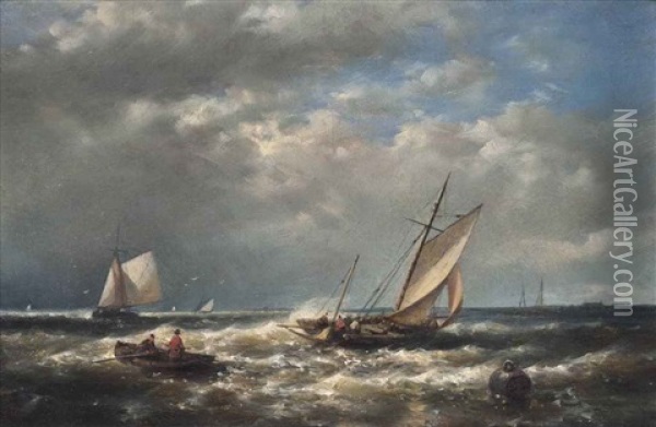 A Breezy Day At The Mouth Of The Scheldt Oil Painting - Abraham Hulk the Elder