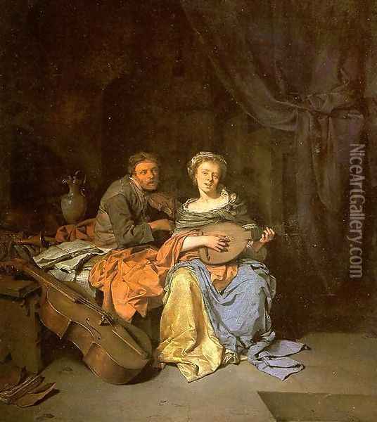 The Duet Oil Painting - Cornelis (Pietersz.) Bega