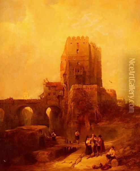Moorish Tower on the Bridge at Cordova Oil Painting - David Roberts