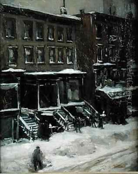 A New York Street Scene Oil Painting - Louis Frederick Berneker