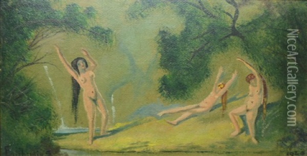 Frolicking Nudes Oil Painting - Louis Michel Eilshemius