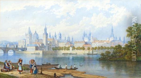 A Prospect Of Prague Oil Painting - John Dobbin