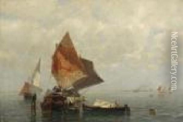 Fischerboote Aus Chioggia In Der
 Lagune. Oil Painting - Ludwig Dill