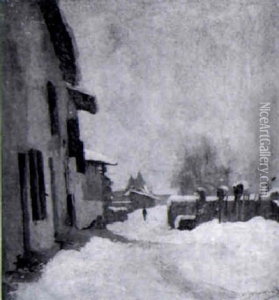 Paysage Enneige Oil Painting - Charles Lapostolet
