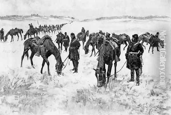 Cavalry Column out of Forage Oil Painting - Frederic Remington