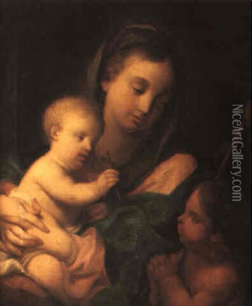 Maria Med Jesusbarnet Och Johannesbarnet Oil Painting - Louis de Boulogne the Younger