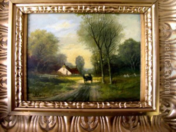 Landschaft Bei Gouda Mit Pferdekutsche Oil Painting - Jan Willem Van Borselen