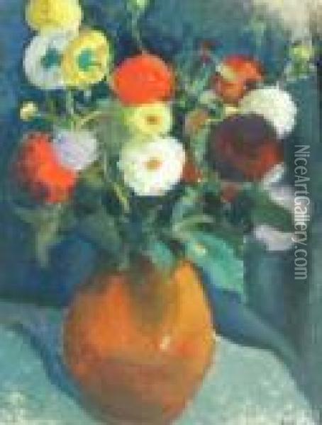 Kwiaty W Wazonie Oil Painting - Albert Wenbaum