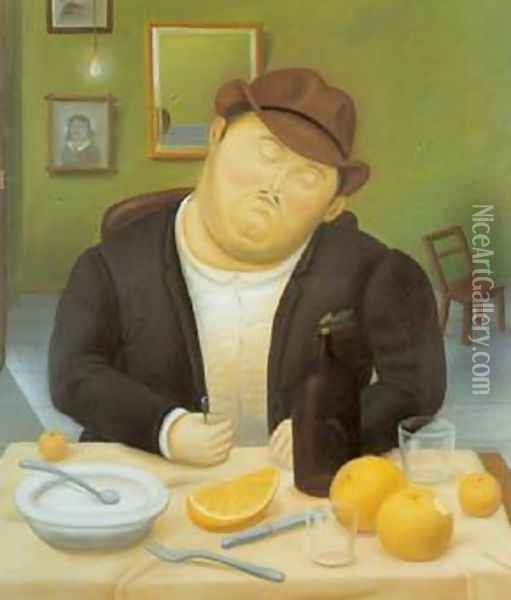 The Siesta 1986 Oil Painting - Fernando Botero