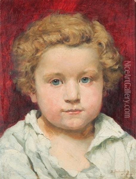 Light-haired Child Oil Painting - Kazimierz Pochwalski