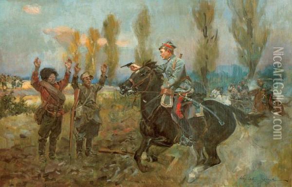 Wziecie Bolszewikow W Niewole Oil Painting - Wojciech Von Kossak