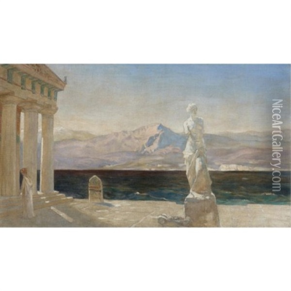 Classical Landscape, A Design For The Opera Prizraki Elladyi, Ghosts Of Hellas Oil Painting - Vasili Dimitrievich Polenov