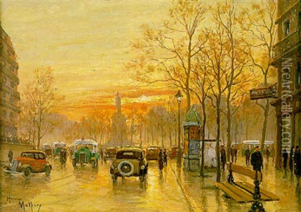 Scene Animee Rue Royale A Paris Oil Painting - Henri Malfroy-Savigny