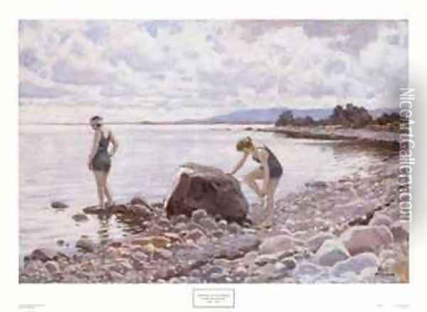 Bathers on the Shore Oil Painting - Paul-Gustave Fischer