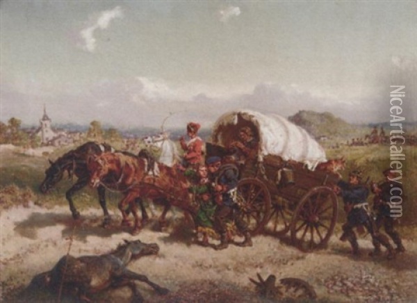 Returning From Battle Oil Painting - Friedrich Kaiser